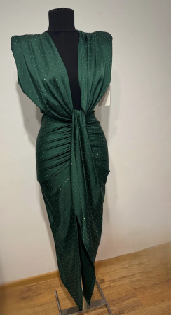 Rochii Dama - Rochie Dama Lycra croiala cu fronseuri si decolteu adanc cu strasuri - Hannah