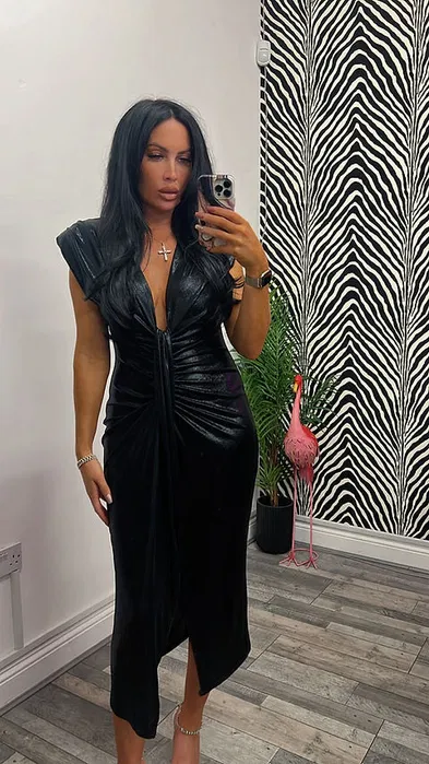 Rochii Dama - Rochie Dama Metalic croiala cu fronseuri si decolteu adanc - Hannah