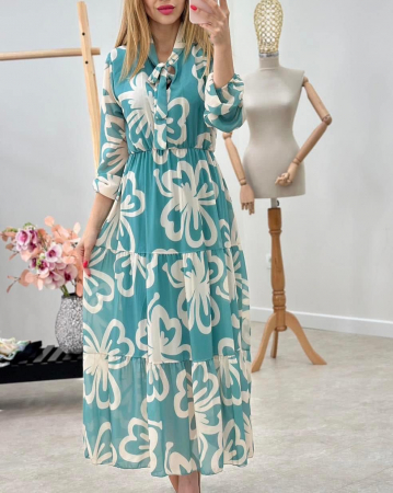 Rochii Dama - Rochie Dama Lunga din Voal Captusit - Model Floral