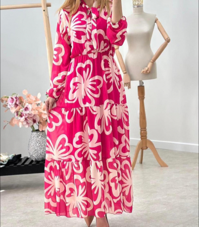 Imbracaminte Dama - Rochie Dama Lunga din Voal Captusit - Model Floral