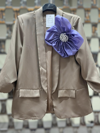 Sacouri Dama - Sacou Damă cu Floare Ornamentală și Perle Aplicate