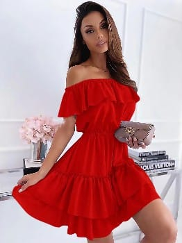 Rochii Dama - Rochie Baby Doll Scurta cu Volane - Ofelia