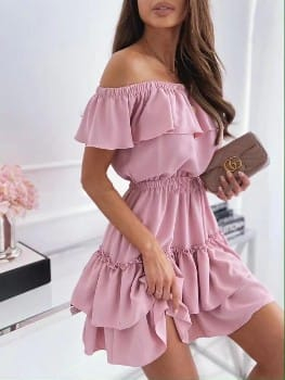 Imbracaminte Dama - Rochie Baby Doll Scurta cu Volane - Ofelia