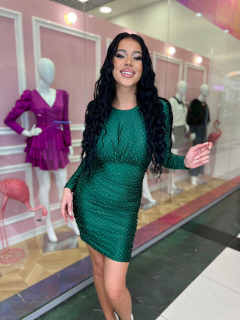 Rochie de seara din satin-lycra cu sclipici midi - turqoise [8]