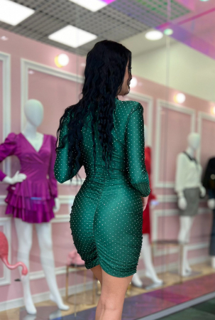 Rochie de seara din satin-lycra cu sclipici midi - turqoise [12]