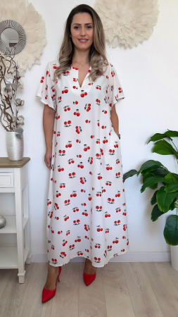 Rochii Dama - Rochie de vara lunga cu buzunare imprimata cu model Fashion