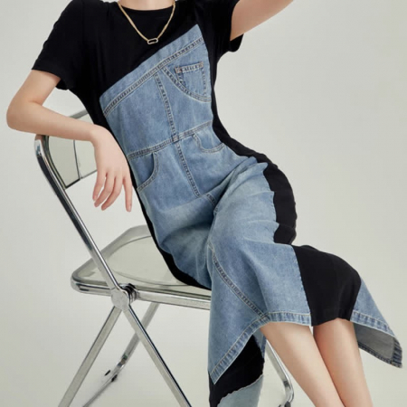 Rochie Denim Blend model asimetric - negru [8]