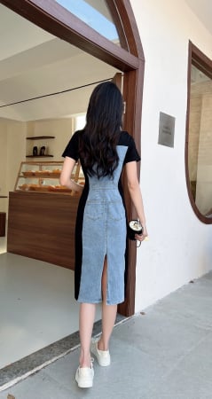 Rochie Denim Blend model buzunare - negru [1]