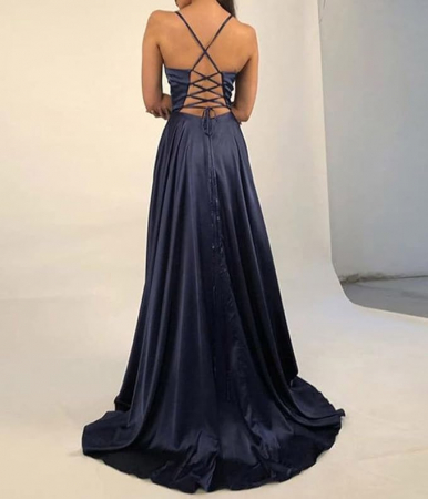 Rochie din satin cu decolteu in V - Femme [17]