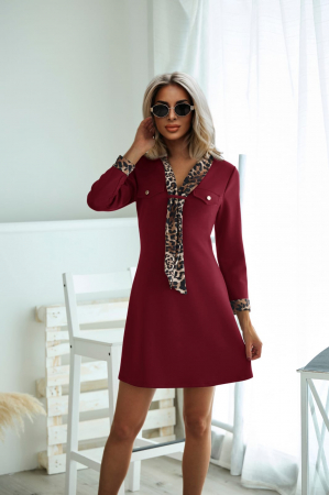 Rochii Dama - Rochie cu esarfa si guler polo