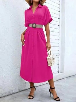 Imbracaminte Dama - Rochie midi casual cu curea - Anca