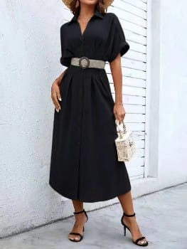 Imbracaminte Dama - Rochie midi casual cu curea - Anca