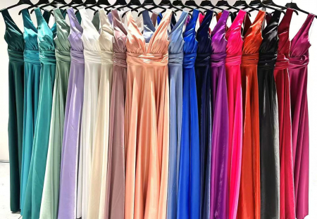 Rochie elegantă din satin premium – Decolteu adânc, bust plisat și croială sofisticată [2]