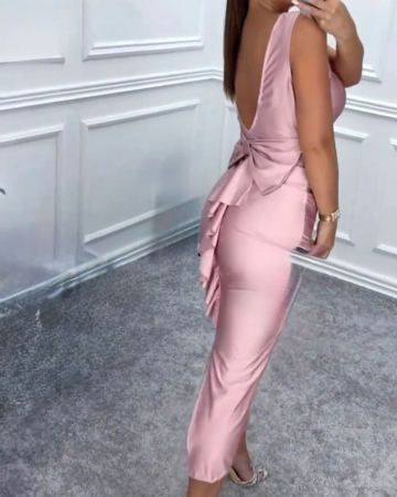 Rochie eleganta lycra cu pietre si volan spate – model tip sirena, decolteu cu insertie tulle [4]