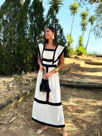 Rochie Lunga cu Dungi in Contrast [1]