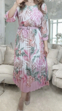 Imbracaminte Dama - Rochie lunga din triplu voal cu imprimeu floral si curea inclusa – marime universala S-XL
