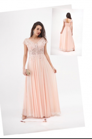 Rochii Dama - Rochie lunga ocazie din voal si dantela - M/XL