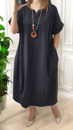 Rochii Dama - Rochie oversized din bumbac cu accesoriu – marime unica (S-XXL)