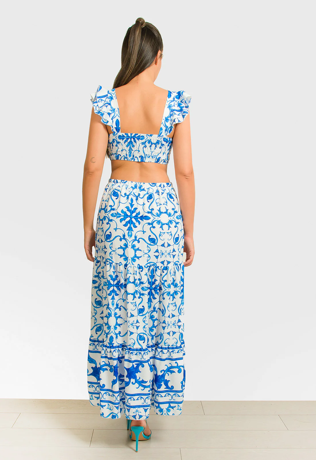 Rochie POSITANO Dama Lunga Cu Imprimeu Si Decupaje, Marime Universala, 2 Culori [7]