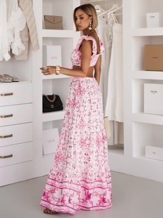 Rochie POSITANO Dama Lunga Cu Imprimeu Si Decupaje, Marime Universala, 2 Culori [1]