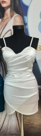 Rochii Dama - Rochie scurta din satin cu bretele