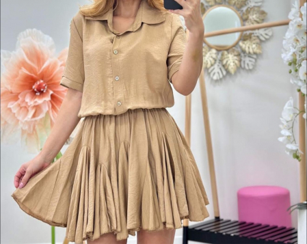 New Entry - Rochie scurta din vascoza cu talie elastica – 5 culori vibrante – marime universala