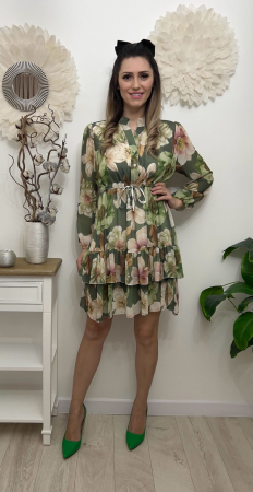 Rochii Dama - Rochie Voal Cu Captuseala Vascoza, Imprimeu Floral, Marime Universala, Croi Lejer