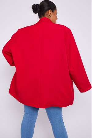 Sacou Plus Size cu Maneca Incretita si Detalii de Buzunare [1]