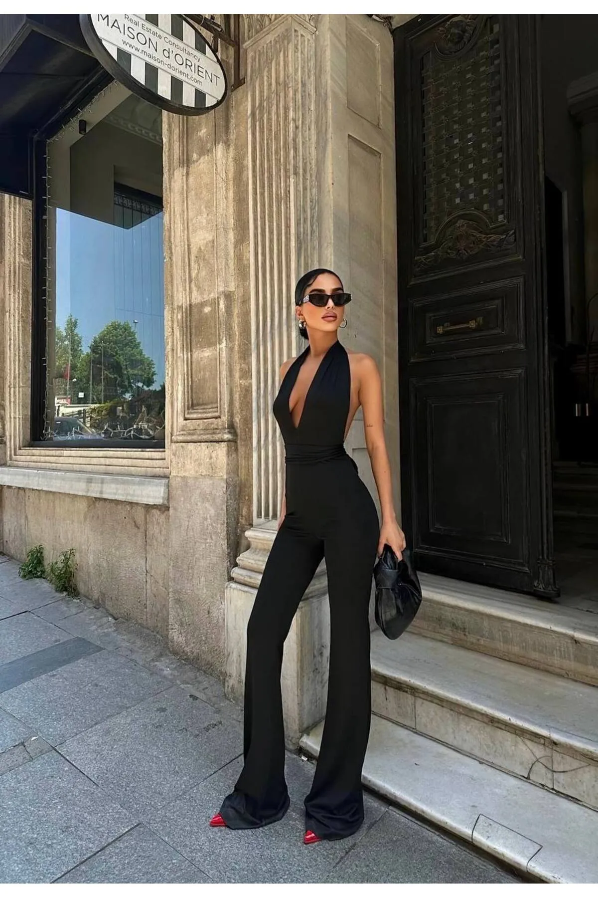 Salopeta Dama - Salopeta spaniola cu bretea in jurul gatului – Eleganta si confort din lycra elastica - MERT