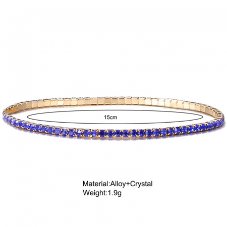 Set Bratari Tennis, Cristal Zirconiu Turcoaz 1mm, elastica, din otel inoxidabil [12]