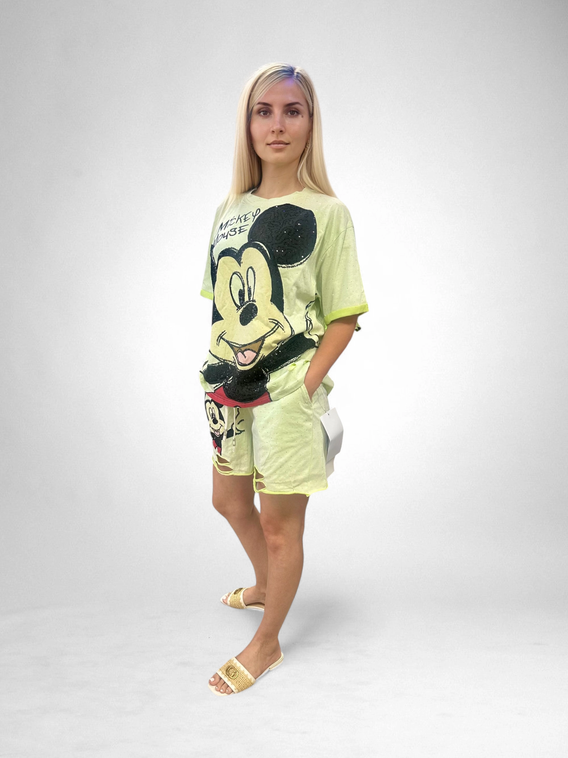 Set Bumbac Premium Tricou Si Pantaloni, Marime Universala, Mickey Mouse/Monster [3]