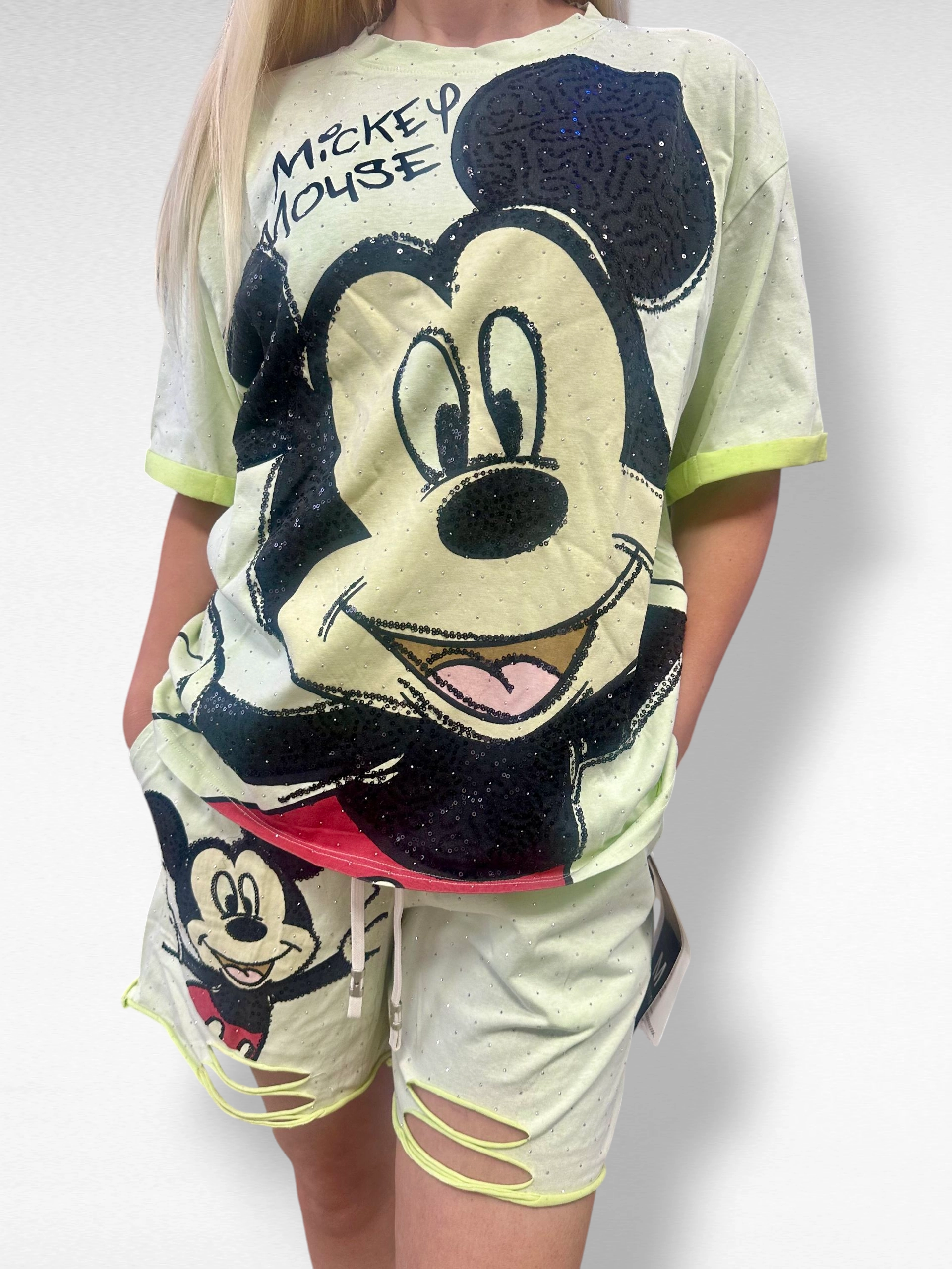 Set Bumbac Premium Tricou Si Pantaloni, Marime Universala, Mickey Mouse/Monster [2]