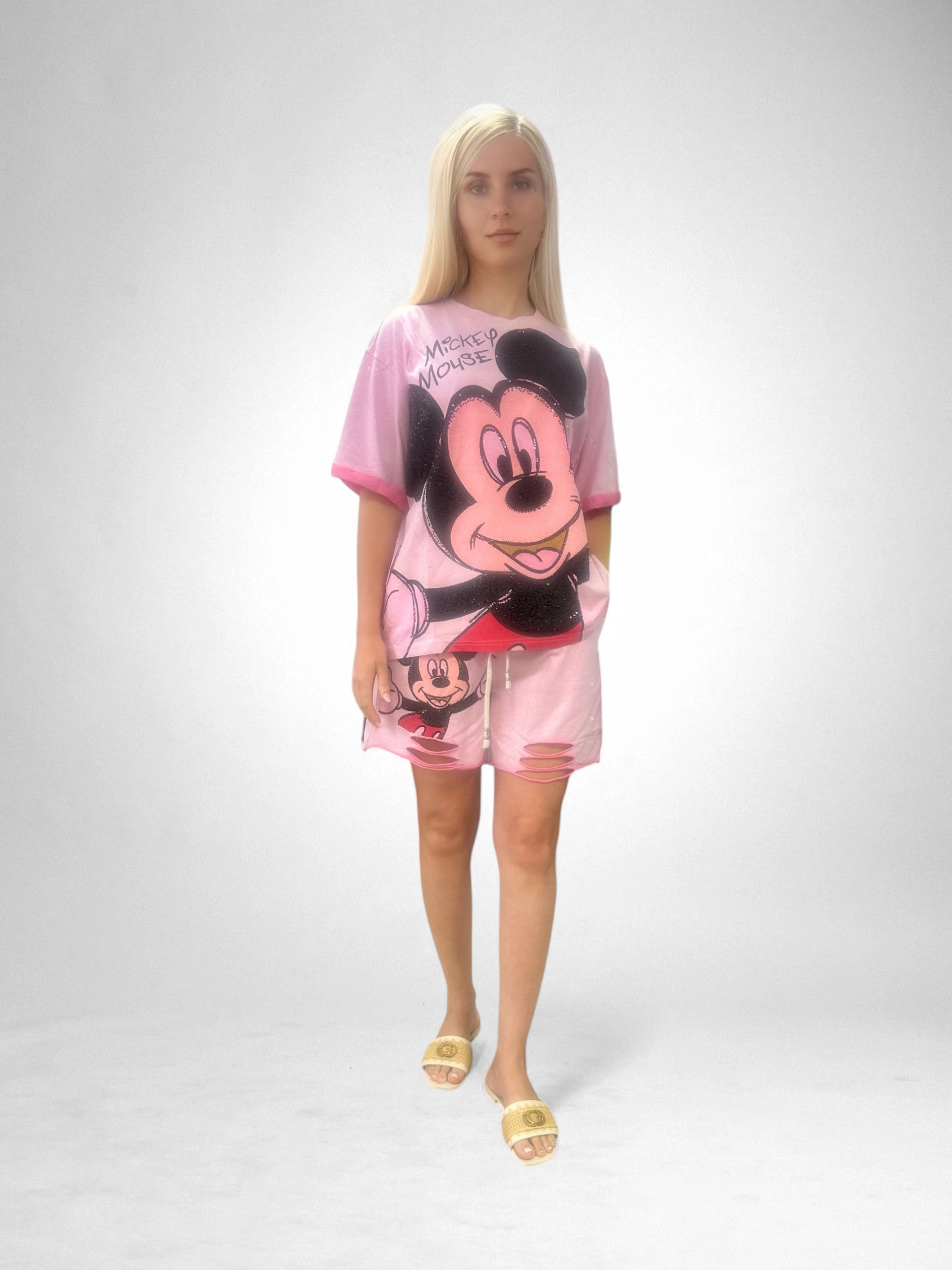 Set Bumbac Premium Tricou Si Pantaloni, Marime Universala, Mickey Mouse/Monster [5]