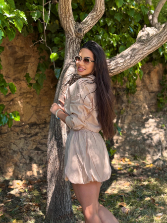 Set dama vara camasa lejera si pantaloni tip fusta gogosar din in – marime universala [1]