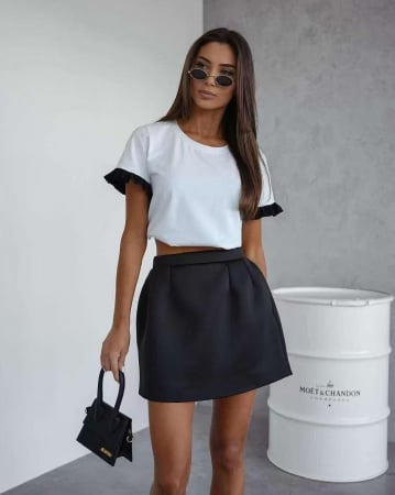 Compleuri casual - Set fusta mini si top crop din material elastic – stil modern si confortabil