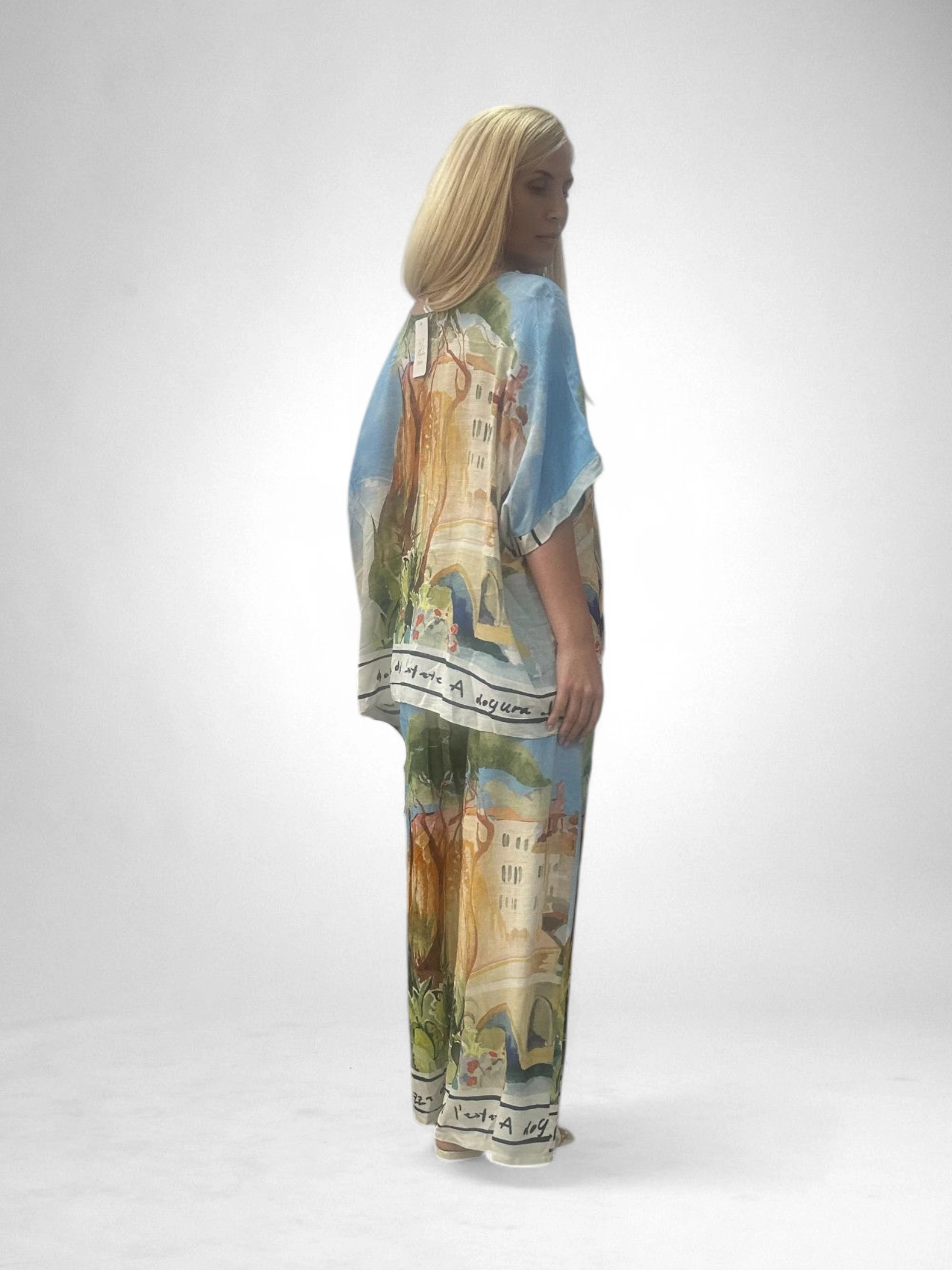 Set Vara Pictat Digital, Marime Universala, Tricou Si Pantaloni Largi [1]