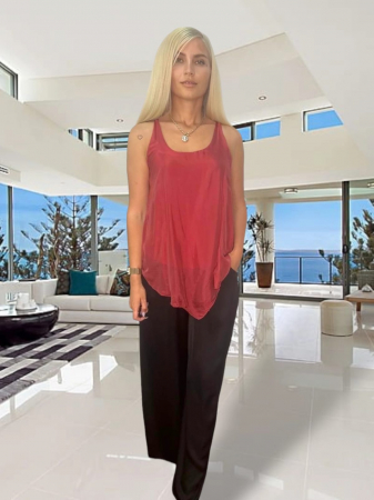 Top dama din voal dublat cu bretele - Silky [3]