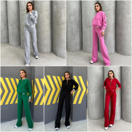 Trening Damă din Bumbac 100% - Compleu 2 Piese: Pantaloni și Hanorac Tip Bomber [2]