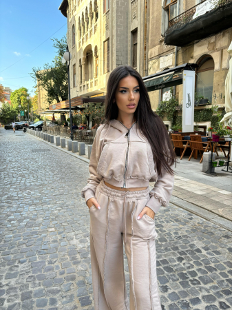 Trening Dama Bumbac - Compleu 2 Piese: Pantaloni Evazati si Hanorac cu Gluga [3]