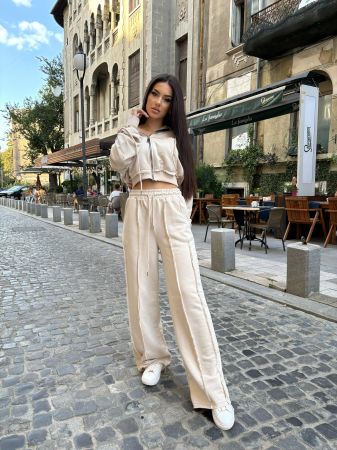 Trening Dama Bumbac - Compleu 2 Piese: Pantaloni Evazati si Hanorac cu Gluga [1]