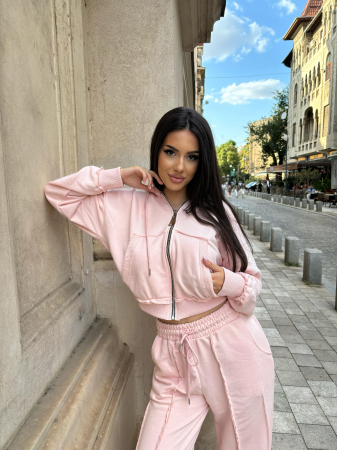 Trening Dama Bumbac - Compleu 2 Piese: Pantaloni Evazati si Hanorac cu Gluga [3]