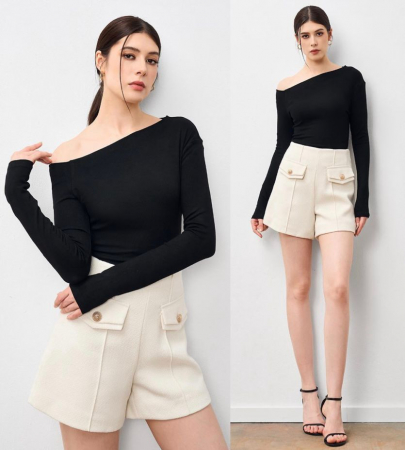 Bluze Dama - Bluza dama guler asimetric si umar gol