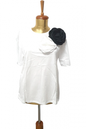 Bluze Dama - Bluza dama ornata cu 2 trandafiri - Flower - alb