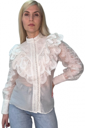 Bluze Dama - Bluza dama cu volane din dantela si broderie - Maya