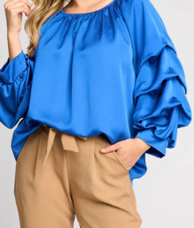 Bluze Dama - Bluza Dama Satin cu Maneci Bufante