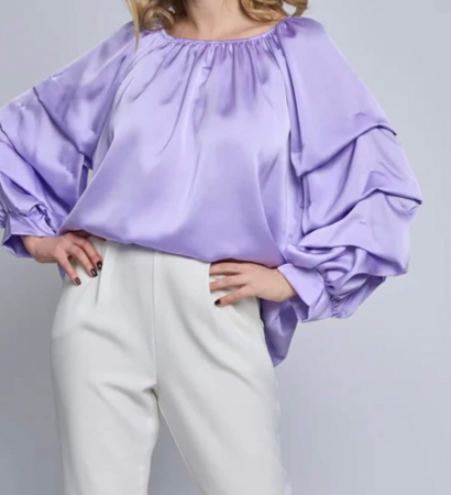 Bluze Dama - Bluza Dama Satin cu Maneci Bufante