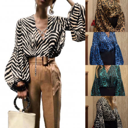 Bluze Dama - Bluza dama eleganta imprimeu animal print