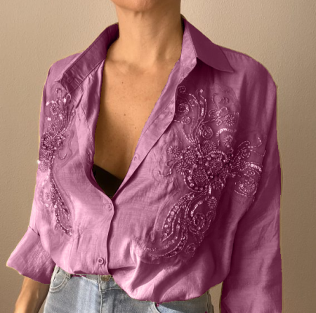 Imbracaminte Dama - Bluza dama ornata cu strasuri - Jewels- fucsia