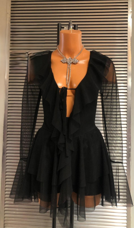 Bluze Dama - Bluza din voal cu maneca lunga si volane - CHD1