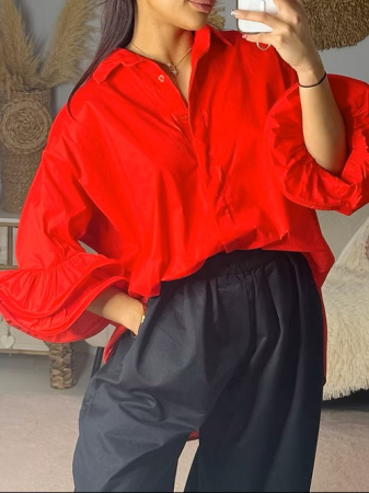 Bluze Dama - Bluza eleganta oversized cu pietricele, croi larg din bumbac